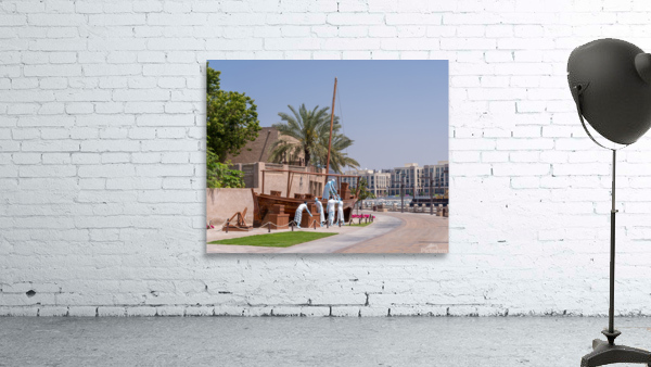 Dhow in Al Shindagha district and museum in Dubai Wall Preview