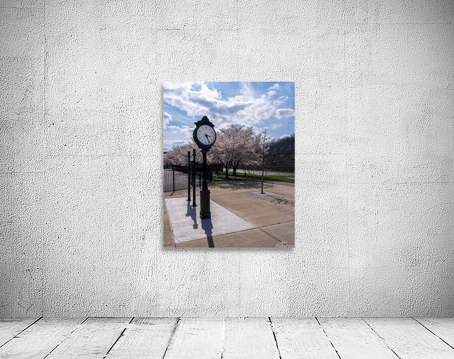 Old fashioned clock by the bike walking trail over Deckers Creek Wall Preview