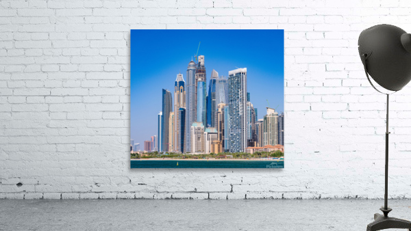 Skyline of hotels and apartments in JBR Beach above the beach Wall Preview