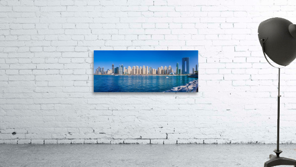 Skyline of hotels and apartments in JBR Beach above the beach Wall Preview