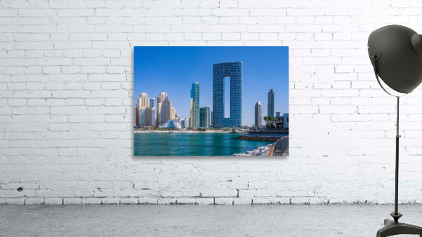 Skyline of hotels and apartments in JBR Beach from Bluewaters is Wall Preview