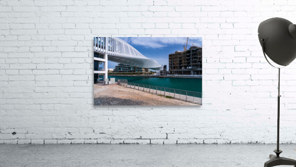 Dubai Water Canal bridge twists towards new apartment blocks Wall Preview
