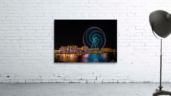 Light show on Ain Dubai observation wheel at sunset Wall Preview