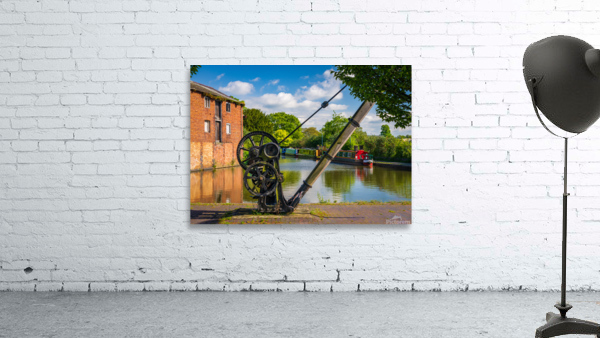 Colorful canal narrowboats in Ellesmere in Shropshire Wall Preview
