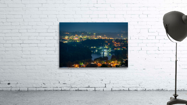 Lights twinkling in Morgantown at night Wall Preview