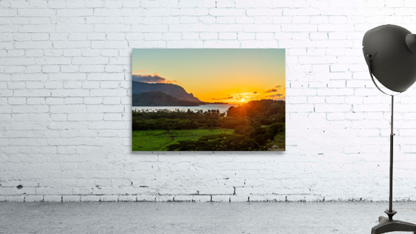 Sunset over Hanalei bay from overlook on the road Wall Preview