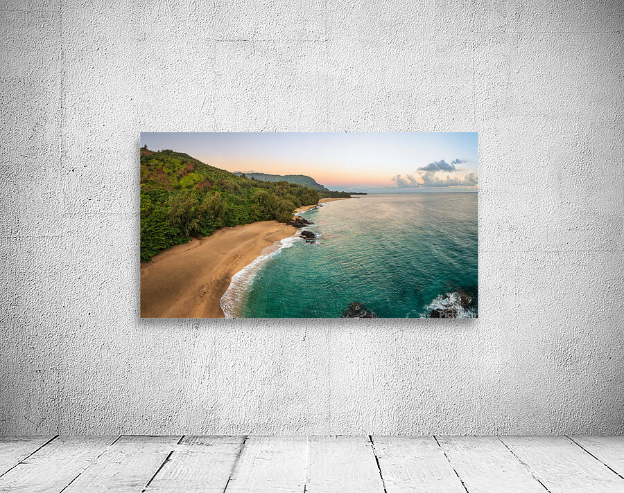 Aerial beach view of Lumahai Beach on the north shore of Kauai Wall Preview