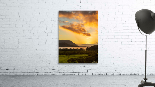 Sunset over Hanalei bay from overlook on the road Wall Preview
