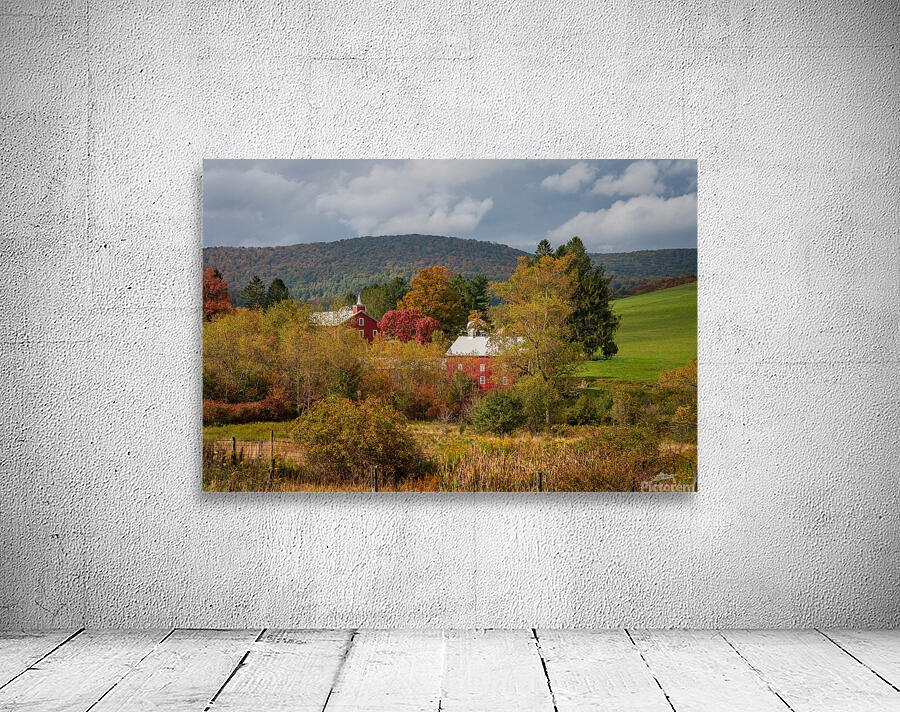 Historic red barn and farm nestled in fall colors in West Virgin Wall Preview