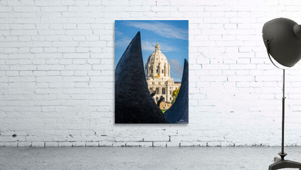 Facade of the State Capitol building in St Paul behind hands Wall Preview