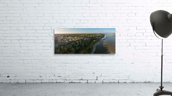 Modern and old river cruise boats docked in Natchez Mississippi Wall Preview