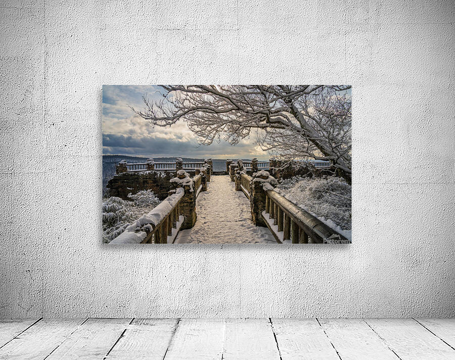 Coopers Rock overlook on snow-covered pathway in WV Wall Preview