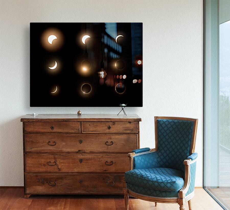 Composite of the stages of 2024 solar eclipse Reproduction