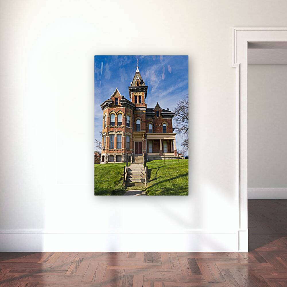 Facade of the historic Delaware County Sheriff home and jail Reproduction