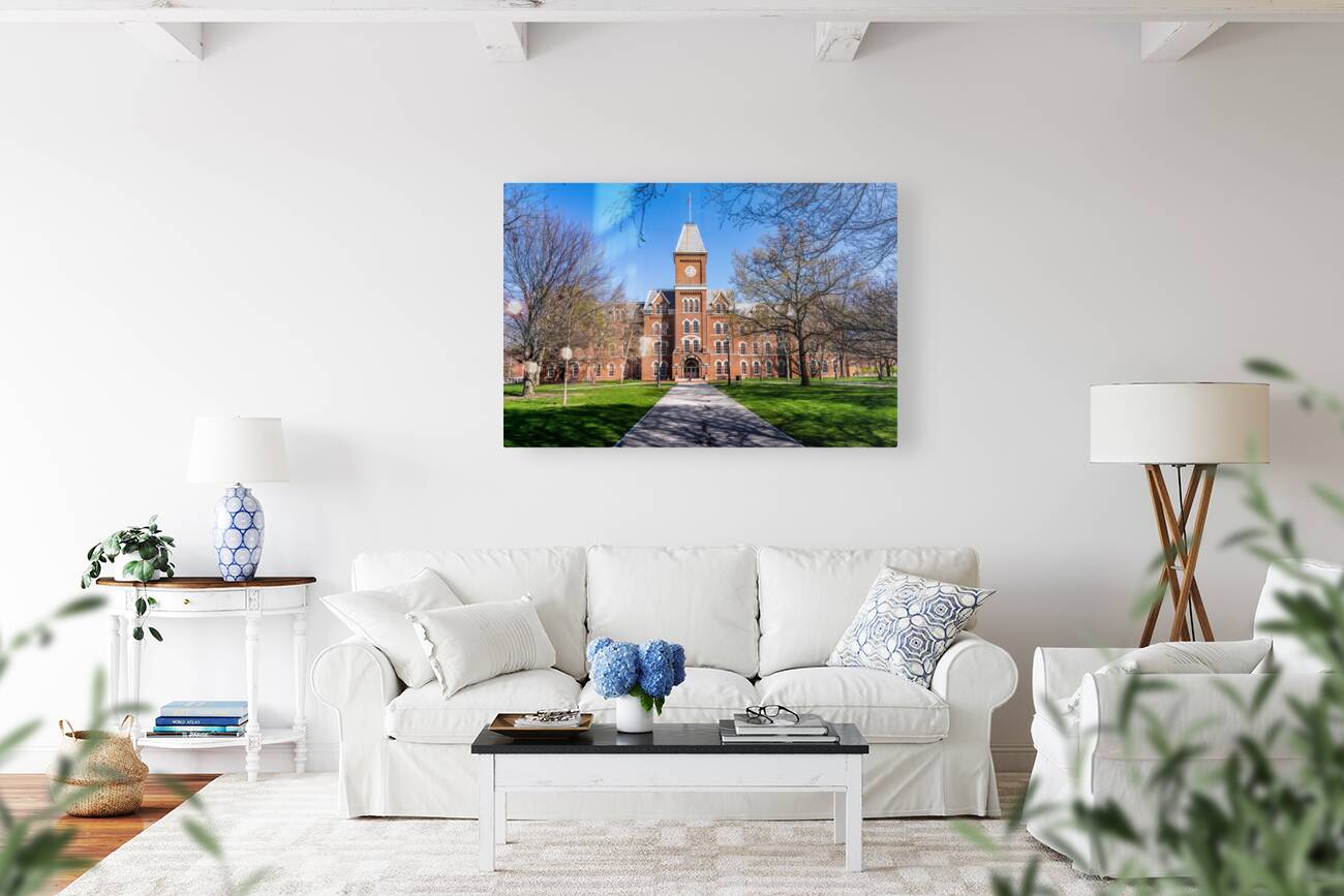 Facade of iconic University Hall on the Oval at OSU in Columbus  Reproduction