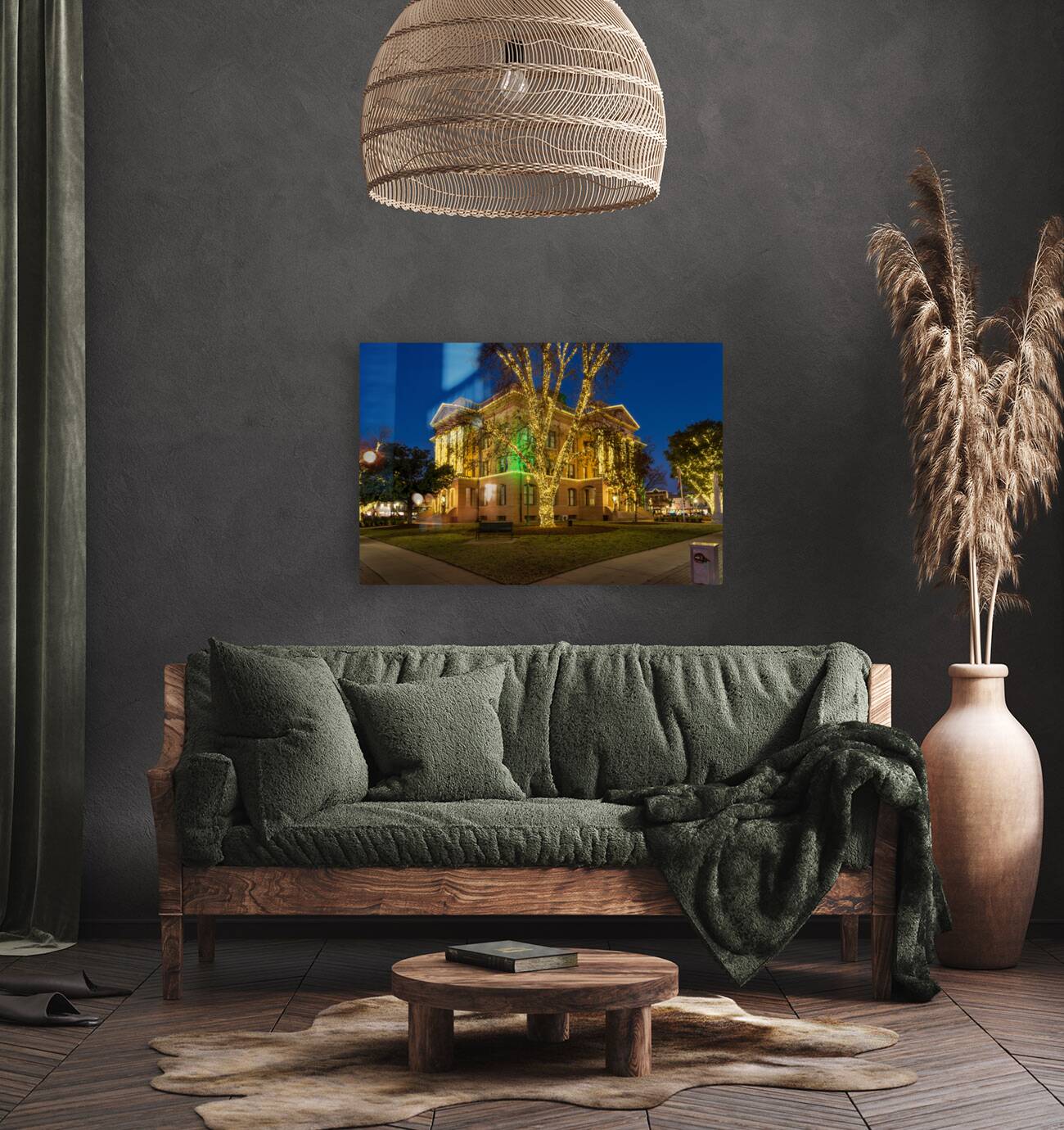 December lights on Williamson County Courthouse in Georgetown TX Reproduction