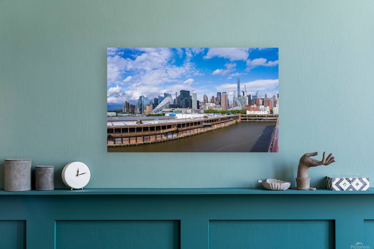 Tall office and apartment buidlings along the waterfront in Manh Reproduction