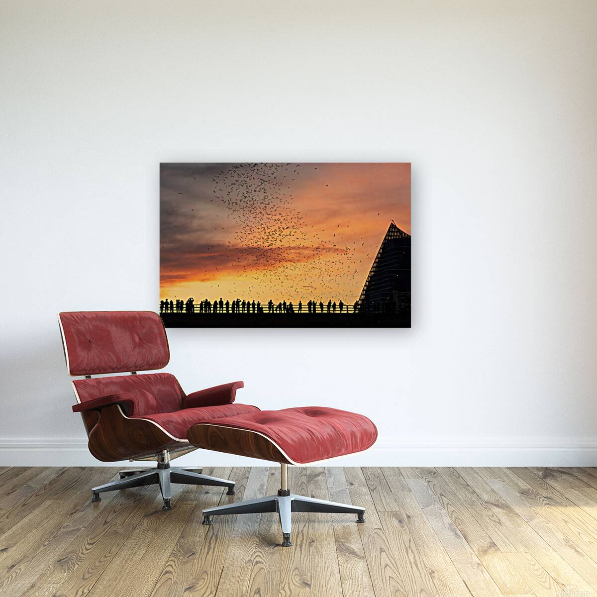 Bats Flying Overhead - Crowd on Congress Avenue bridge Reproduction