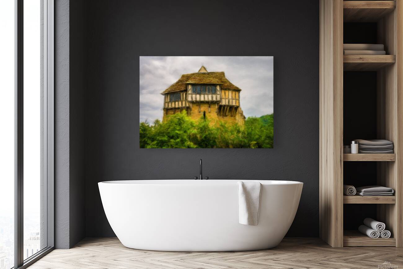 Oil painting of the 13th Century fortified manor house in Shrops Reproduction