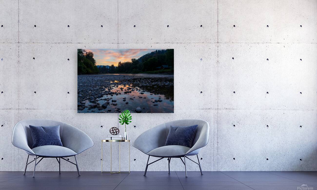 Sunrise over Wenatchee River in Leavenworth Washington State Reproduction