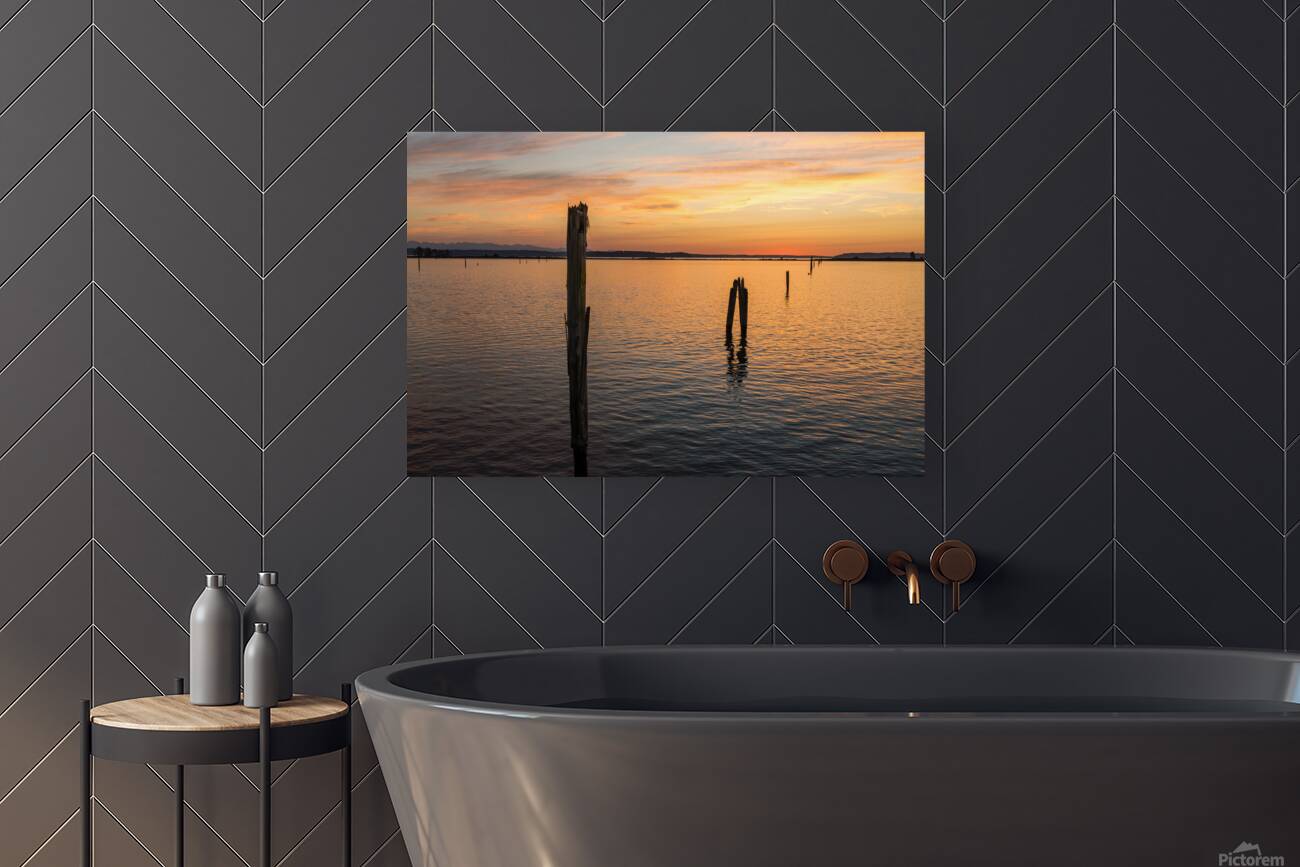 Dramatic sunset clouds over Possession Sound Everett in Washingt Reproduction