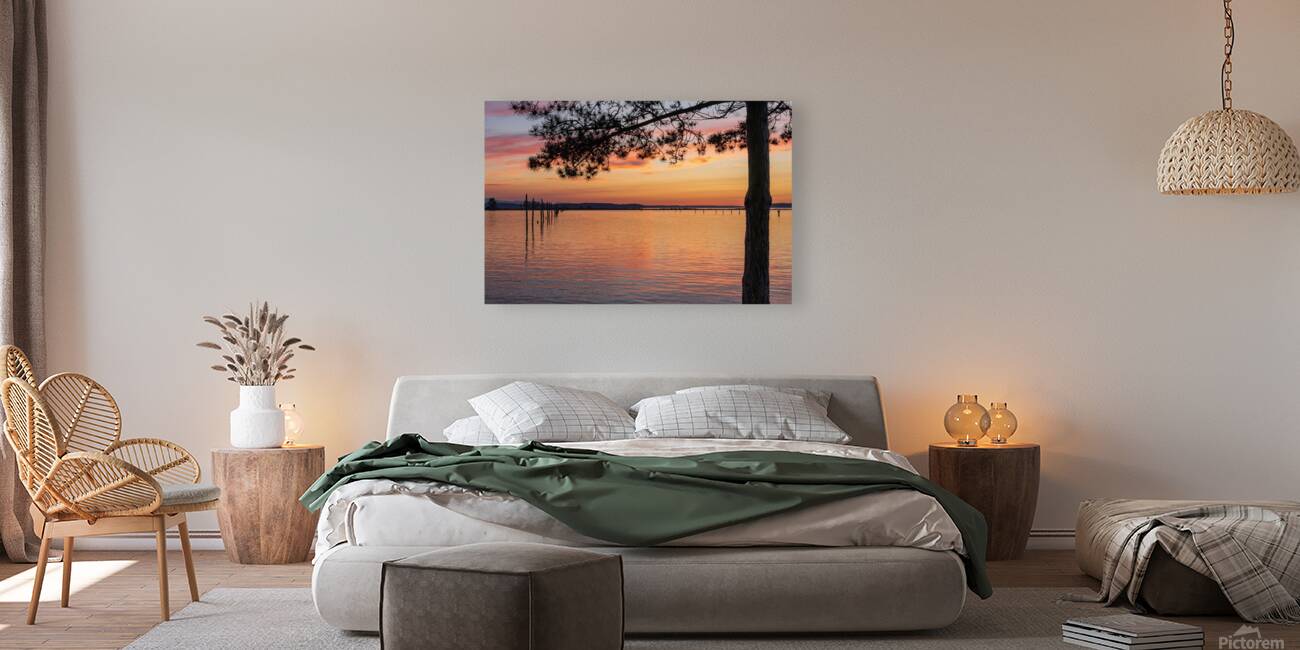 Dramatic sunset clouds over Possession Sound Everett in Washingt Reproduction