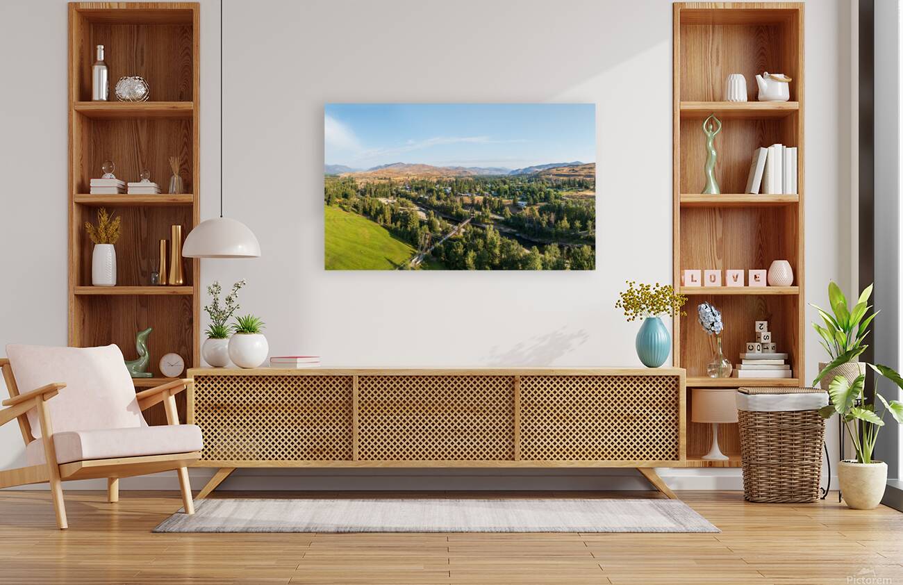 Aerial view of Winthrop on North Cascades Highway in Washington Reproduction