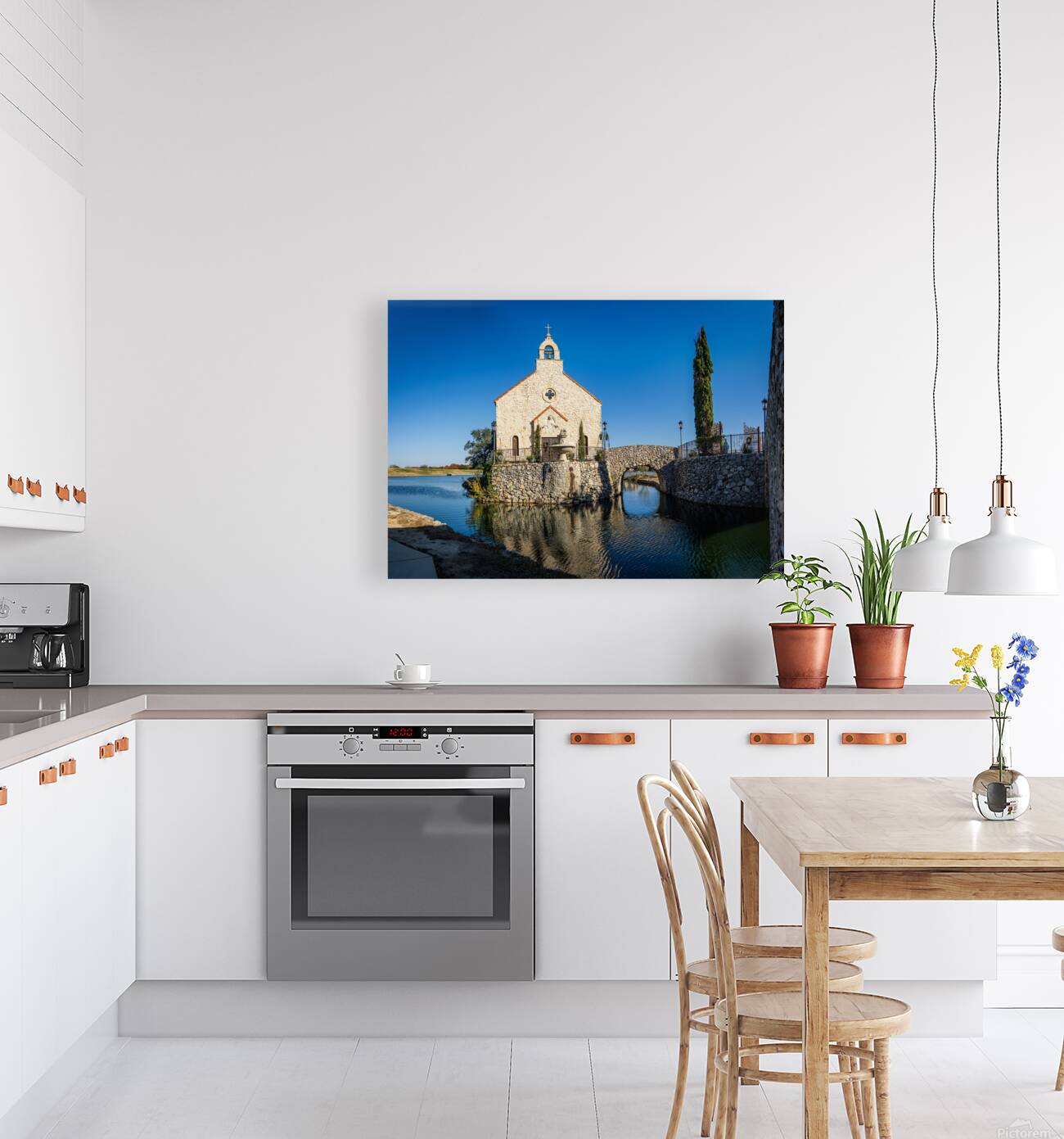 Clear December day in Adriatica Village McKinney Texas a plann Reproduction