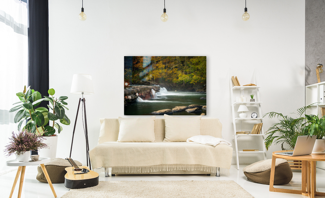 Cascades of the Valley Falls on a misty autumn day Reproduction