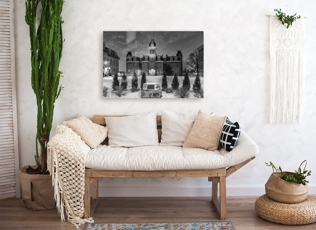 Black and White Woodburn Hall at West Virginia University Reproduction