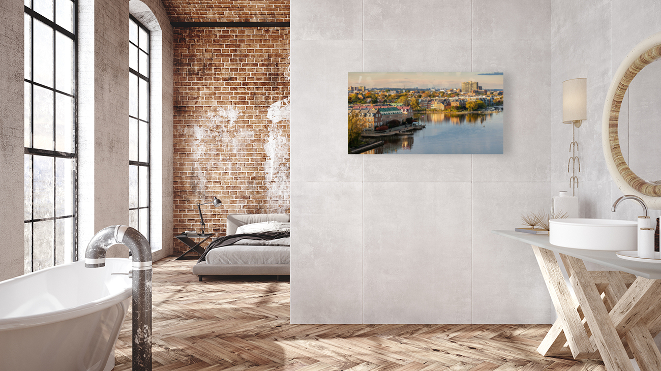 Waterfront of city of Alexandria in Virginia at sunset Reproduction