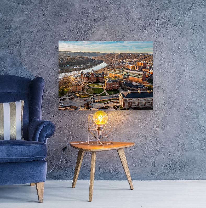 Aerial panorama of the Woodburn Circle at WVU Reproduction