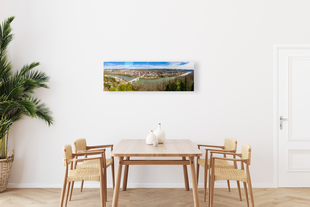 Aerial panorama of City of Morgantown WV Reproduction