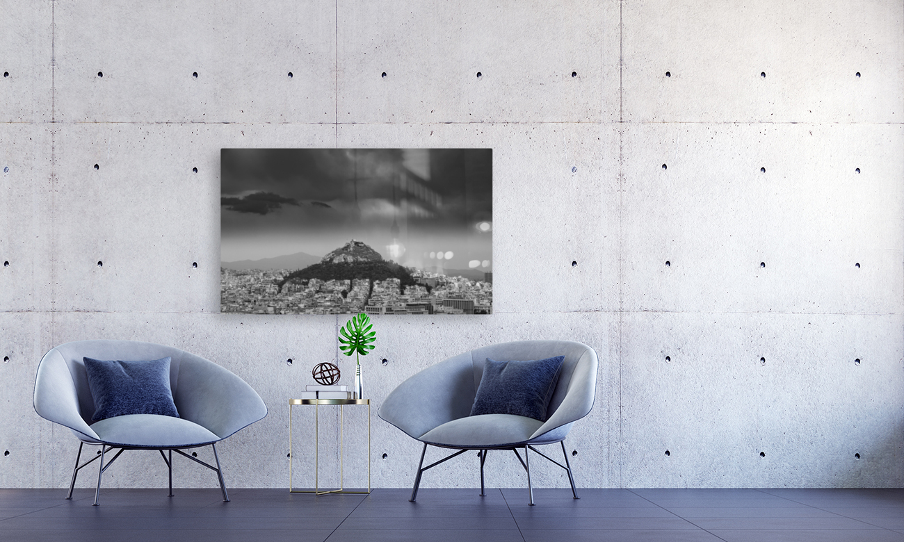 Lycabettus hill rises above Athens in a storm Reproduction