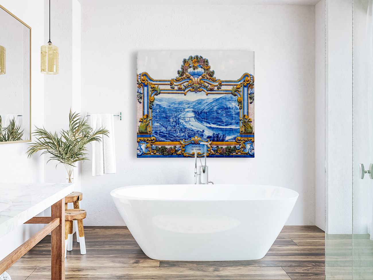 Detail of Ceramic tiles at Pinhao station in Portugal Reproduction