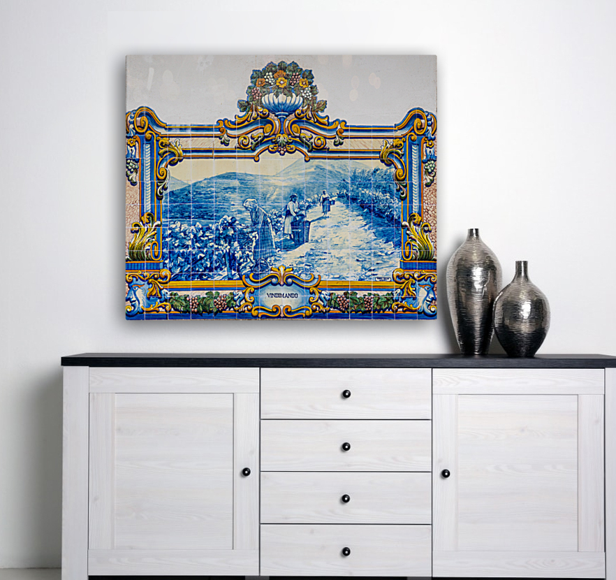 Ceramic tiles at Pinhao station in Portugal Reproduction