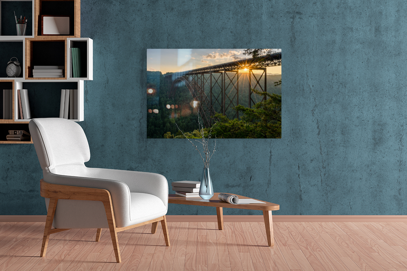 Sunset at the New River Gorge Bridge in West Virginia Reproduction