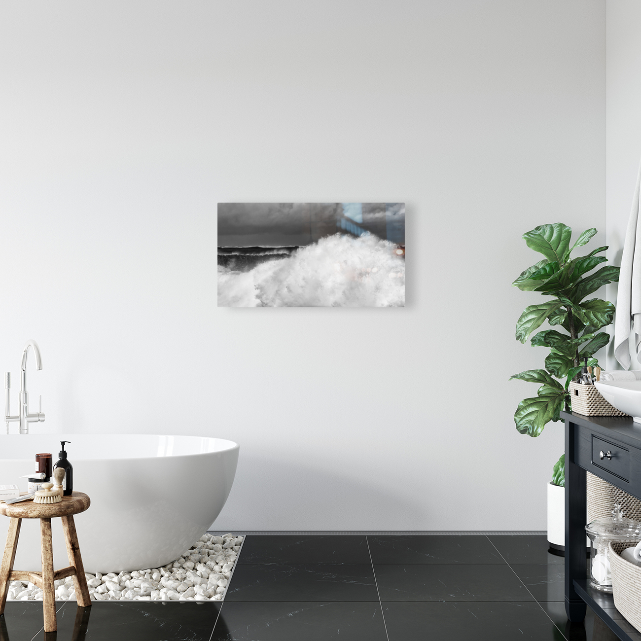 Frozen motion of large wave on beach Reproduction