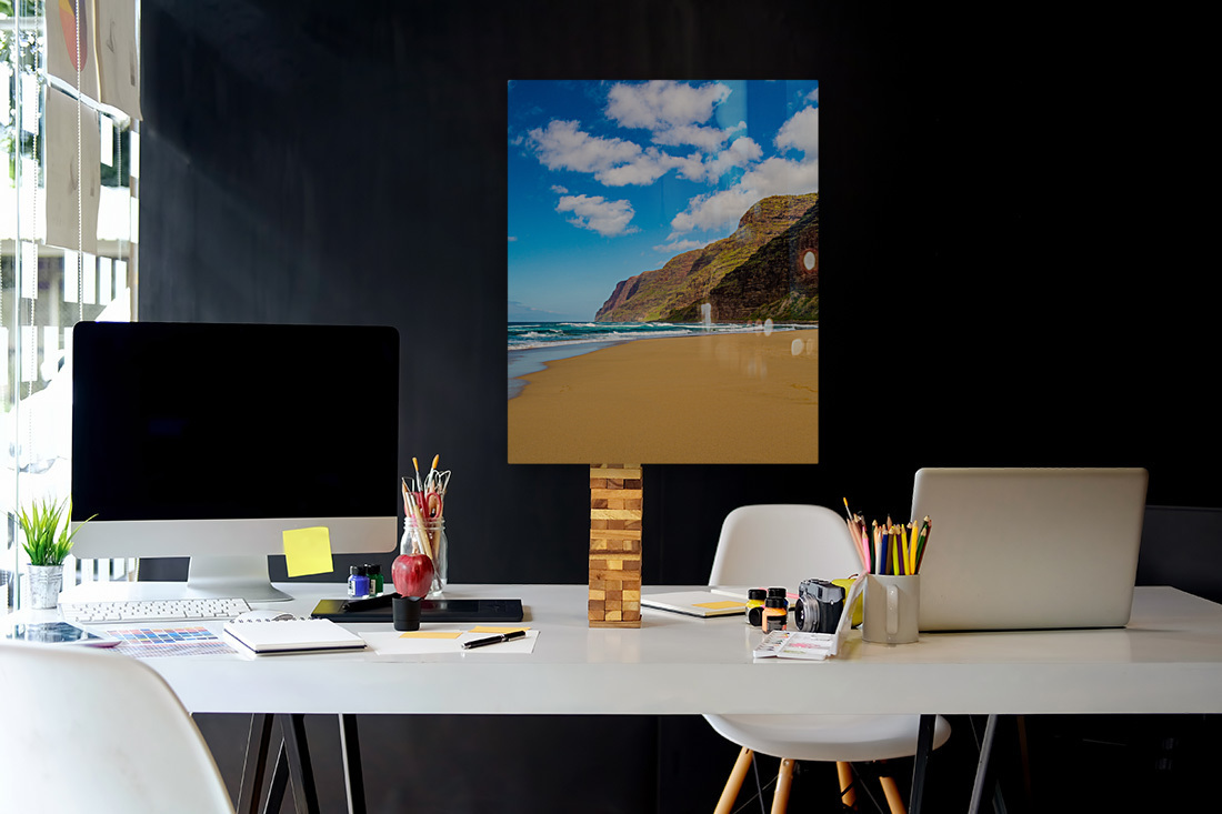 Empty sand and cliffs Polihale beach Reproduction