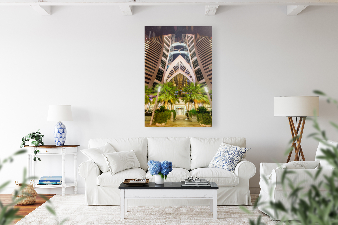 Dramatic view of Bahrain World Trade Center buildings Reproduction