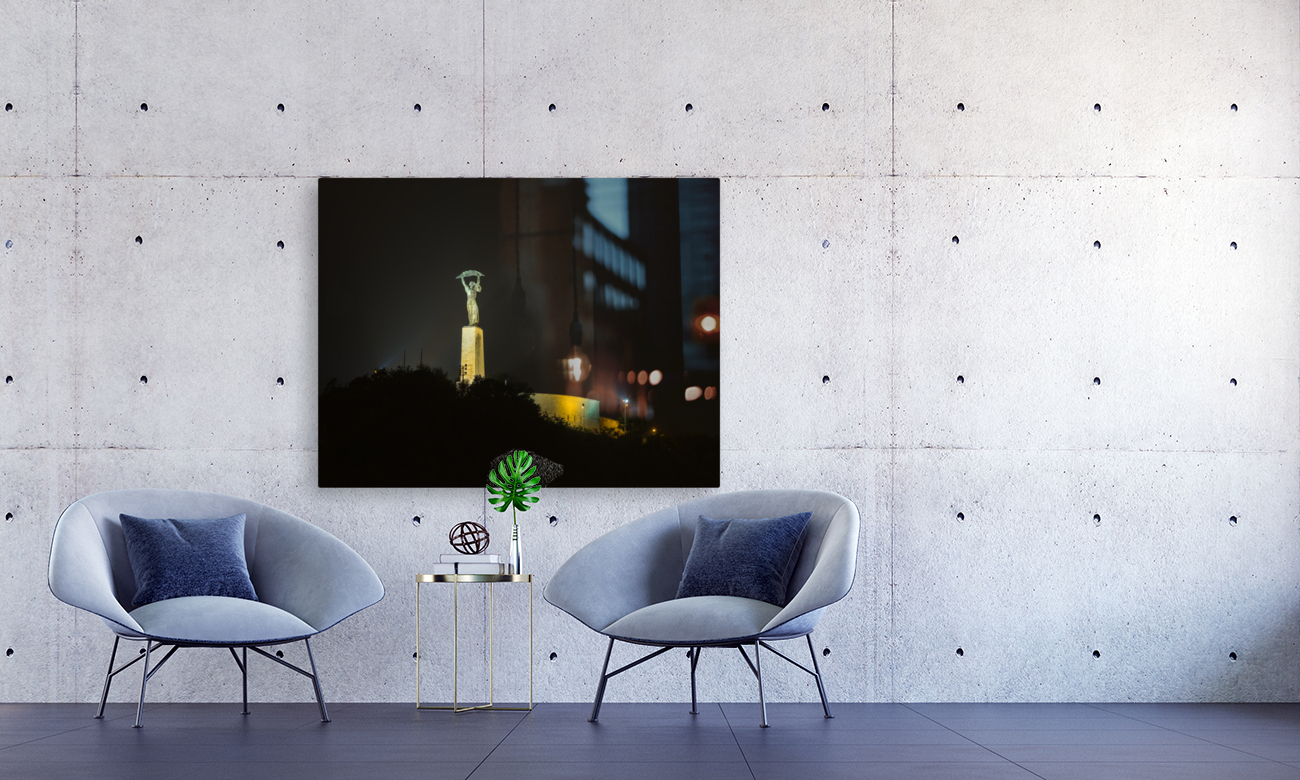 Freedom Statue at night in Budapest Reproduction