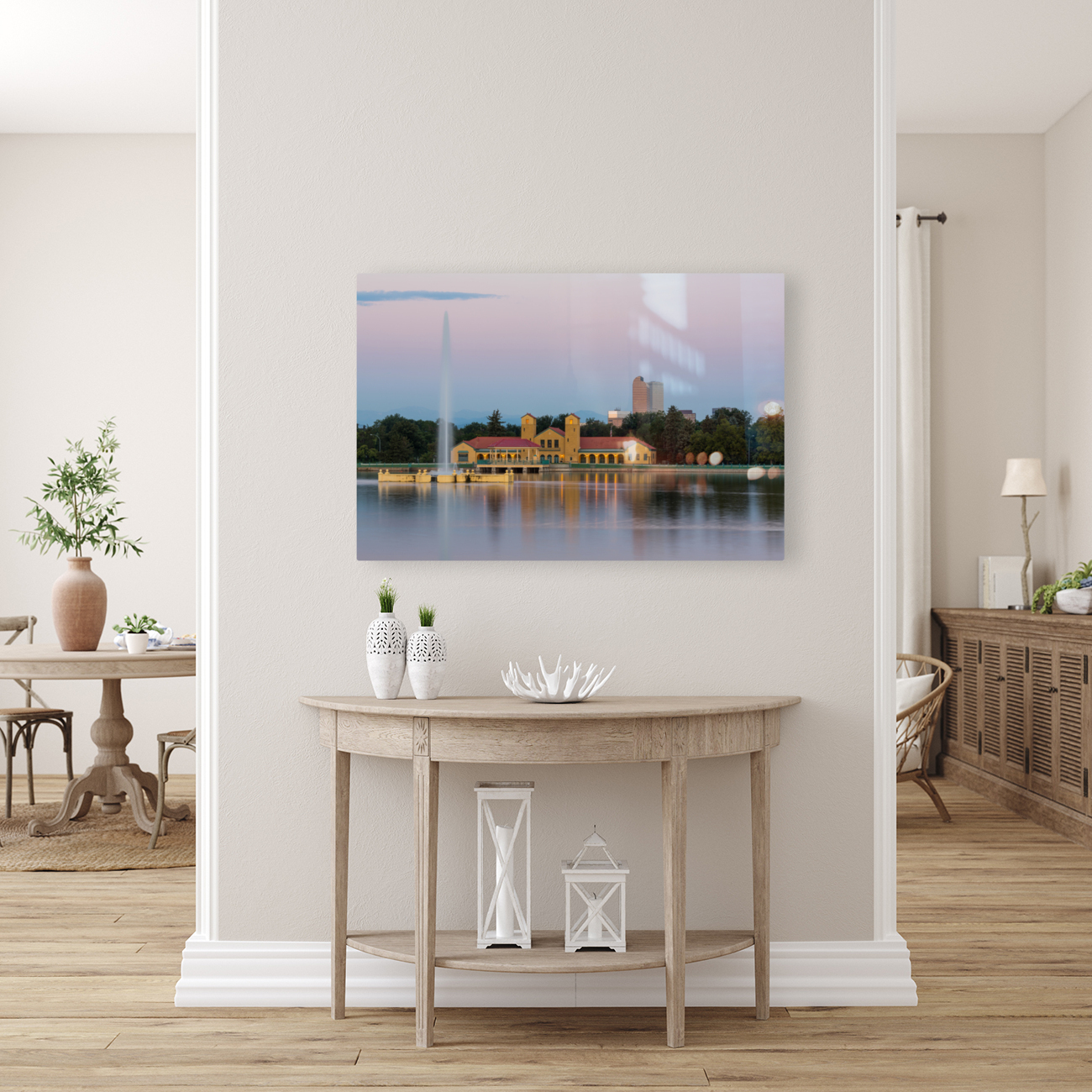 City Park in Denver with boathouse Ferril Lake Reproduction