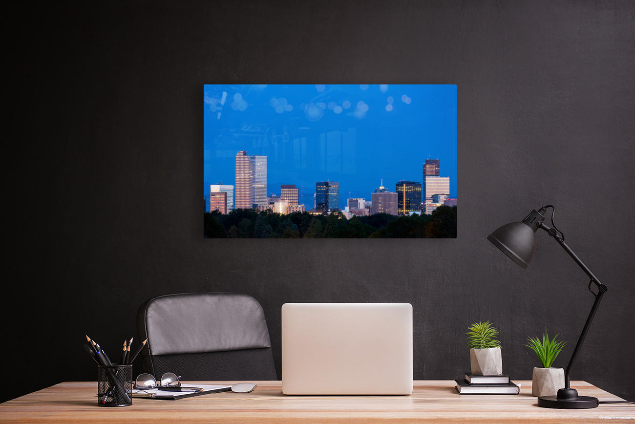 Skyline of Denver at dawn Reproduction
