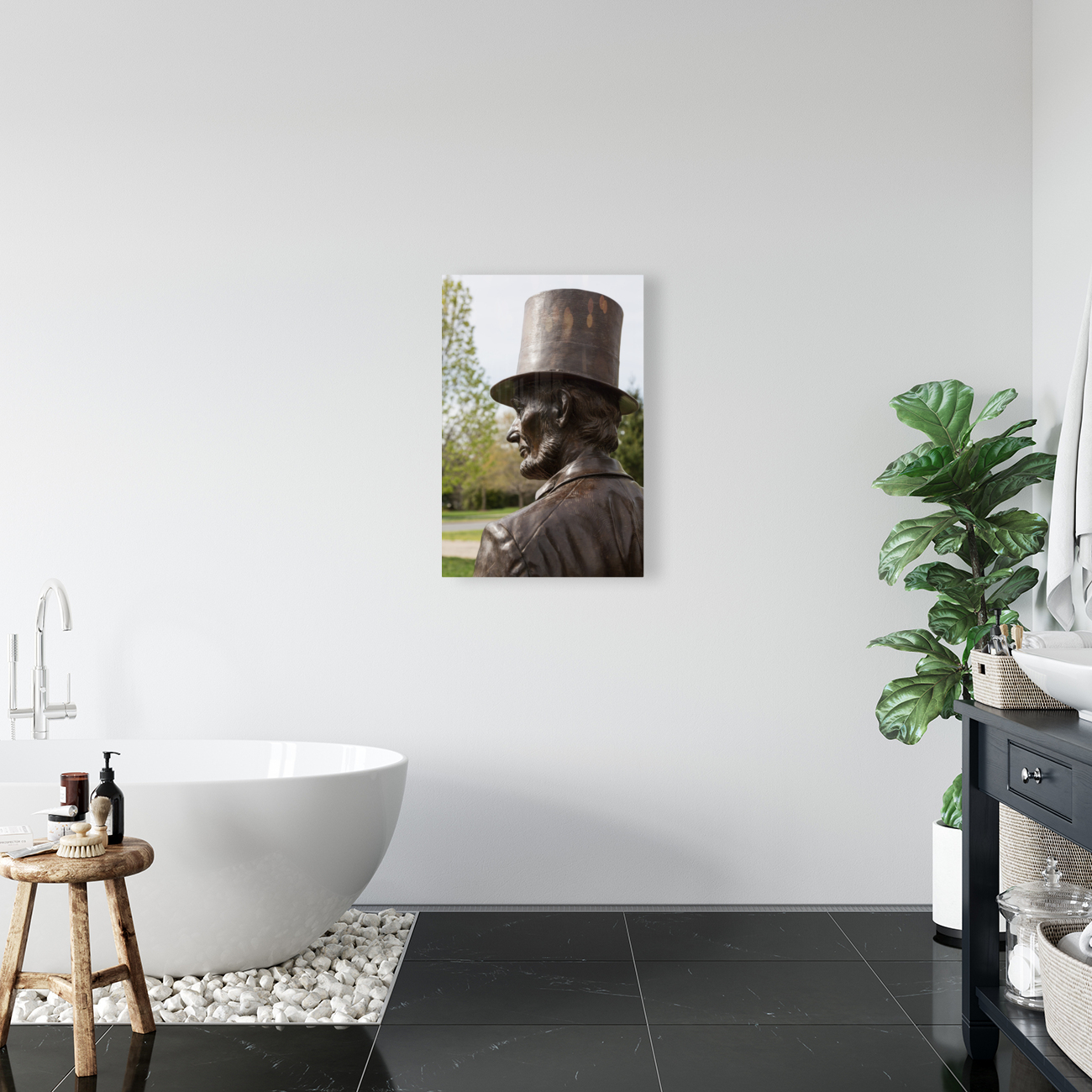 Detail of head of statue of President Lincoln Reproduction