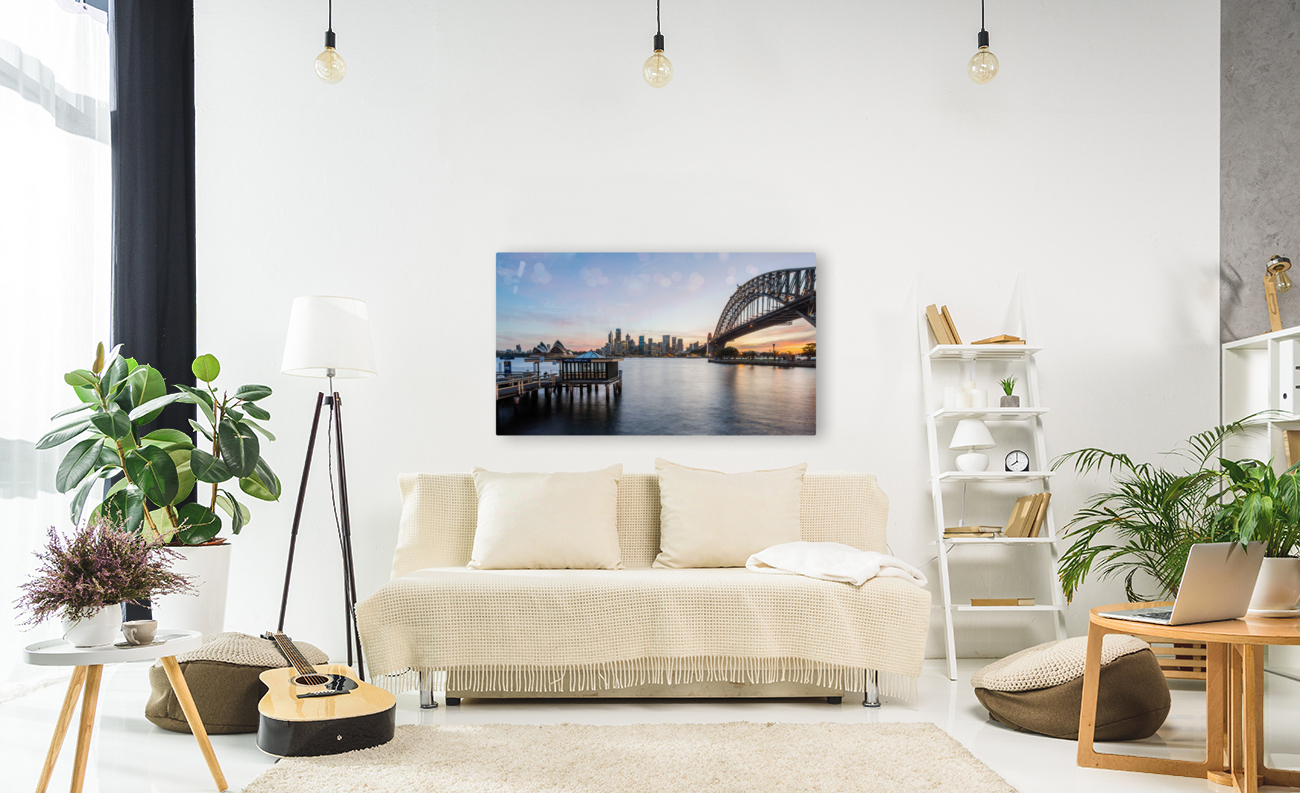 Dramatic panoramic sunset photo Sydney harbor Reproduction