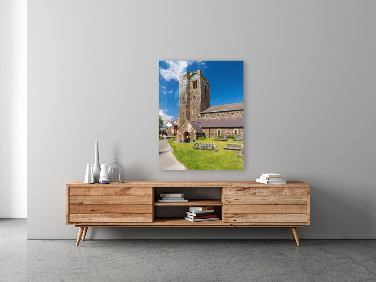 St Marys Church in historic Conwy in North Wales Reproduction