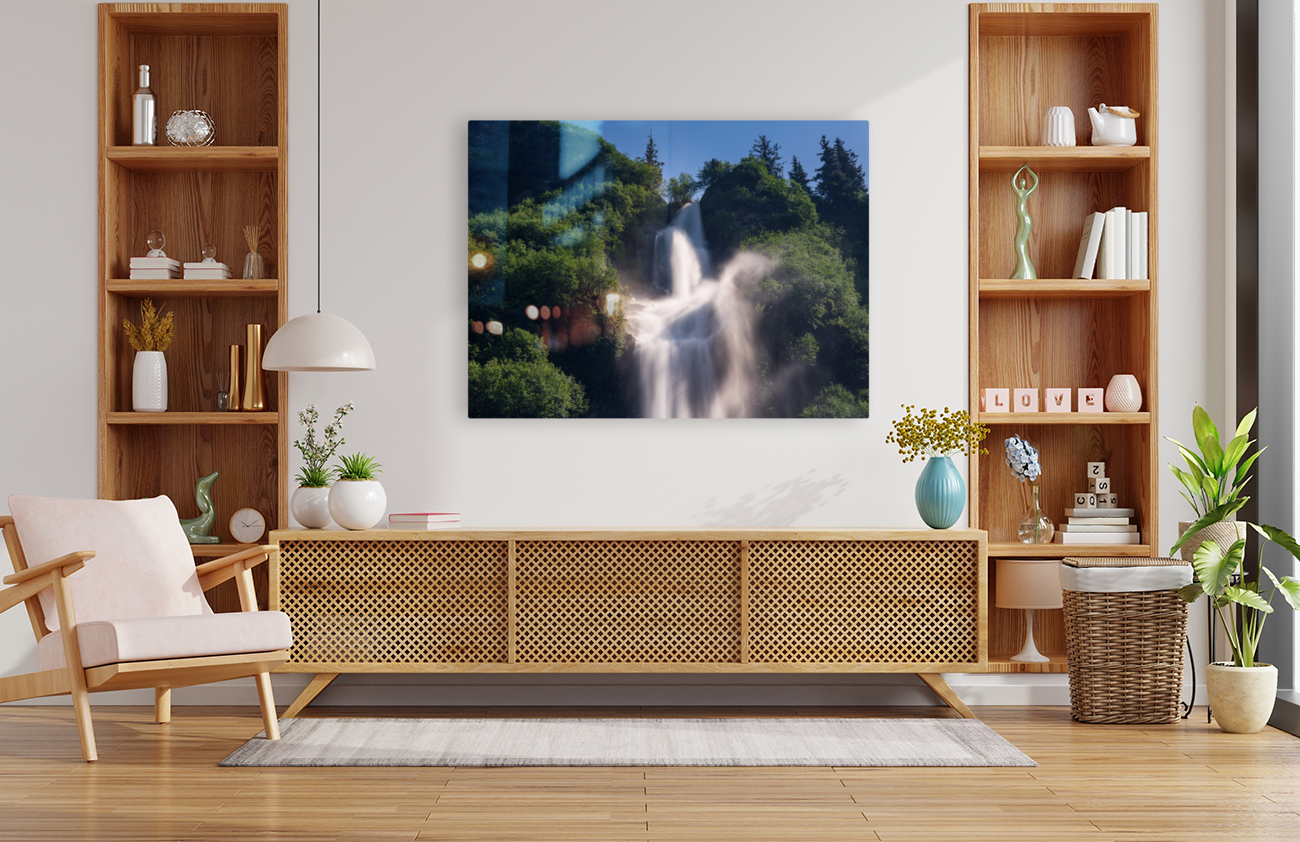 Dramatic waterfall of Bridal Veil Falls in Keystone Canyon Reproduction