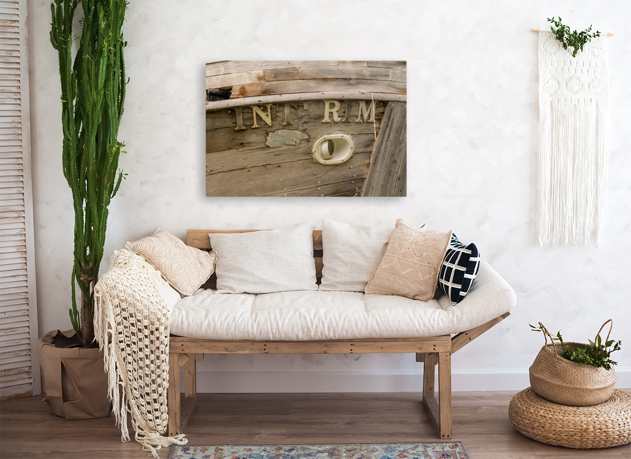 Detail of abandoned fishing boat by ocean at Icy Strait Point Reproduction