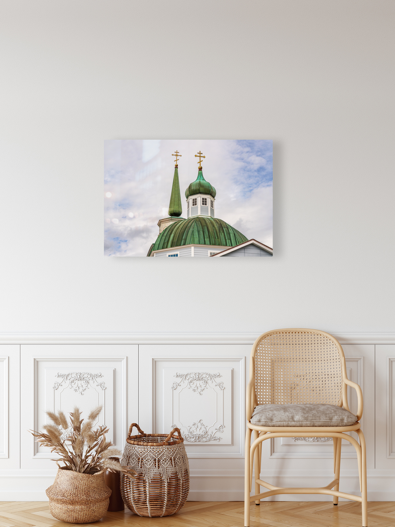 Exterior roof of the historic St Michaels Cathedral in Sitka Al Reproduction