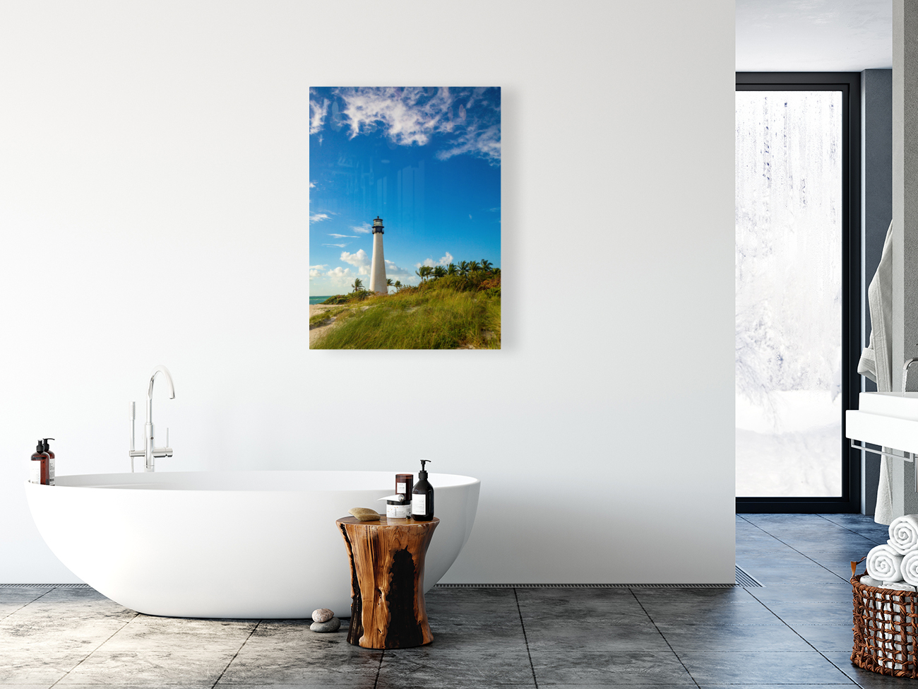 Beach scene at Cape Florida lighthouse in Bill Baggs Reproduction